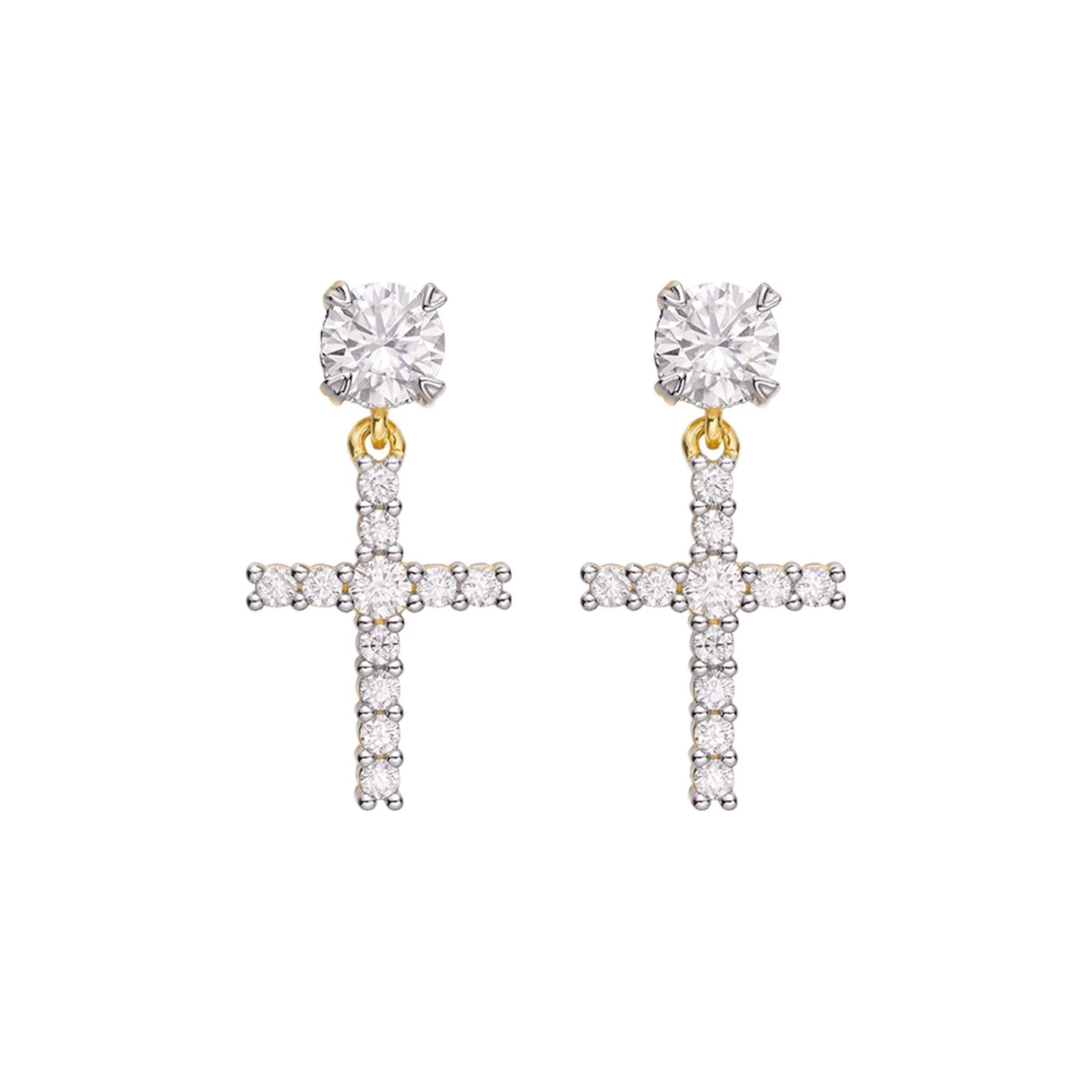 The Devine Cross Earrings | VVS Moissanite | Screw-Back