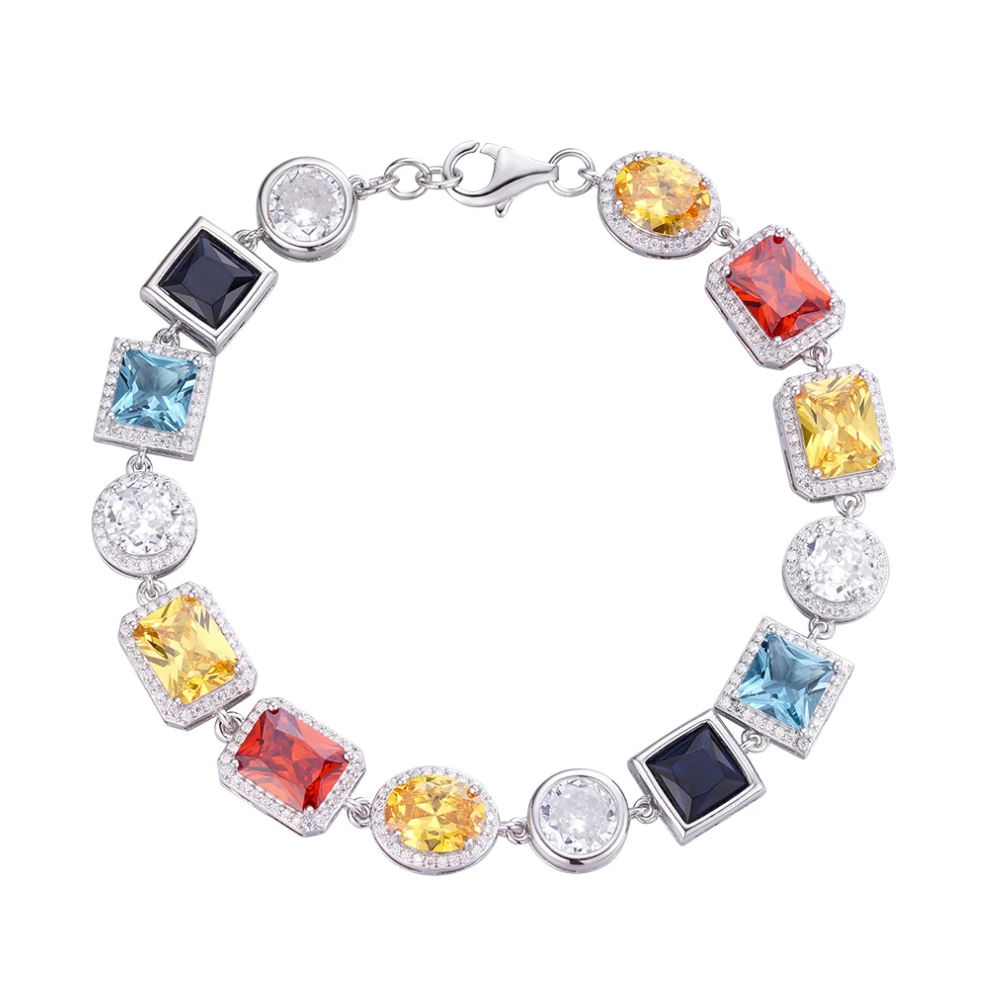 The Cosmica Bracelet | Luxury Multicolor Moissanite Gem Bracelet in Italian Silver
