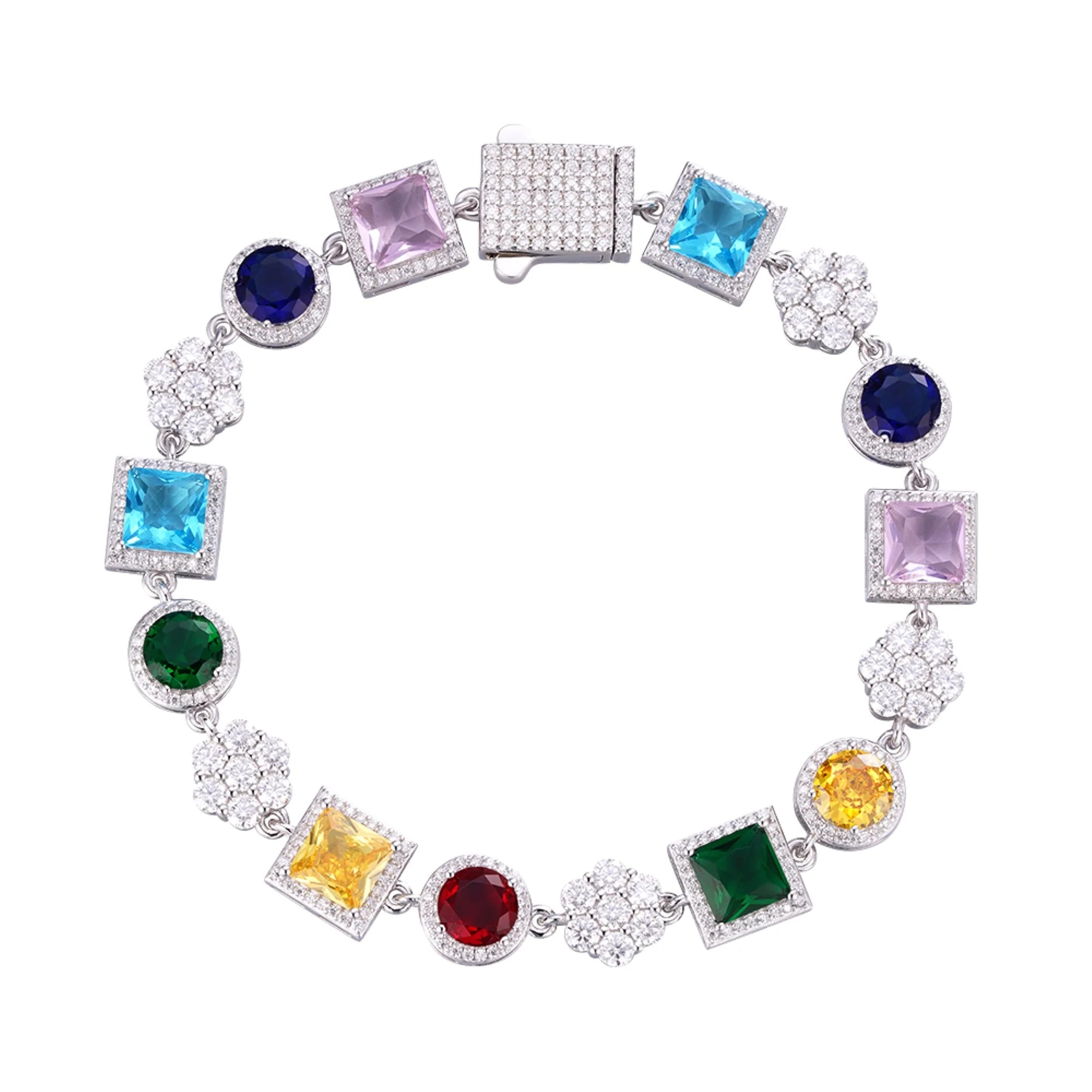 The Cosmos bracelet | VVS Moissanite & Multicolor Gemstone | Italian Silver
