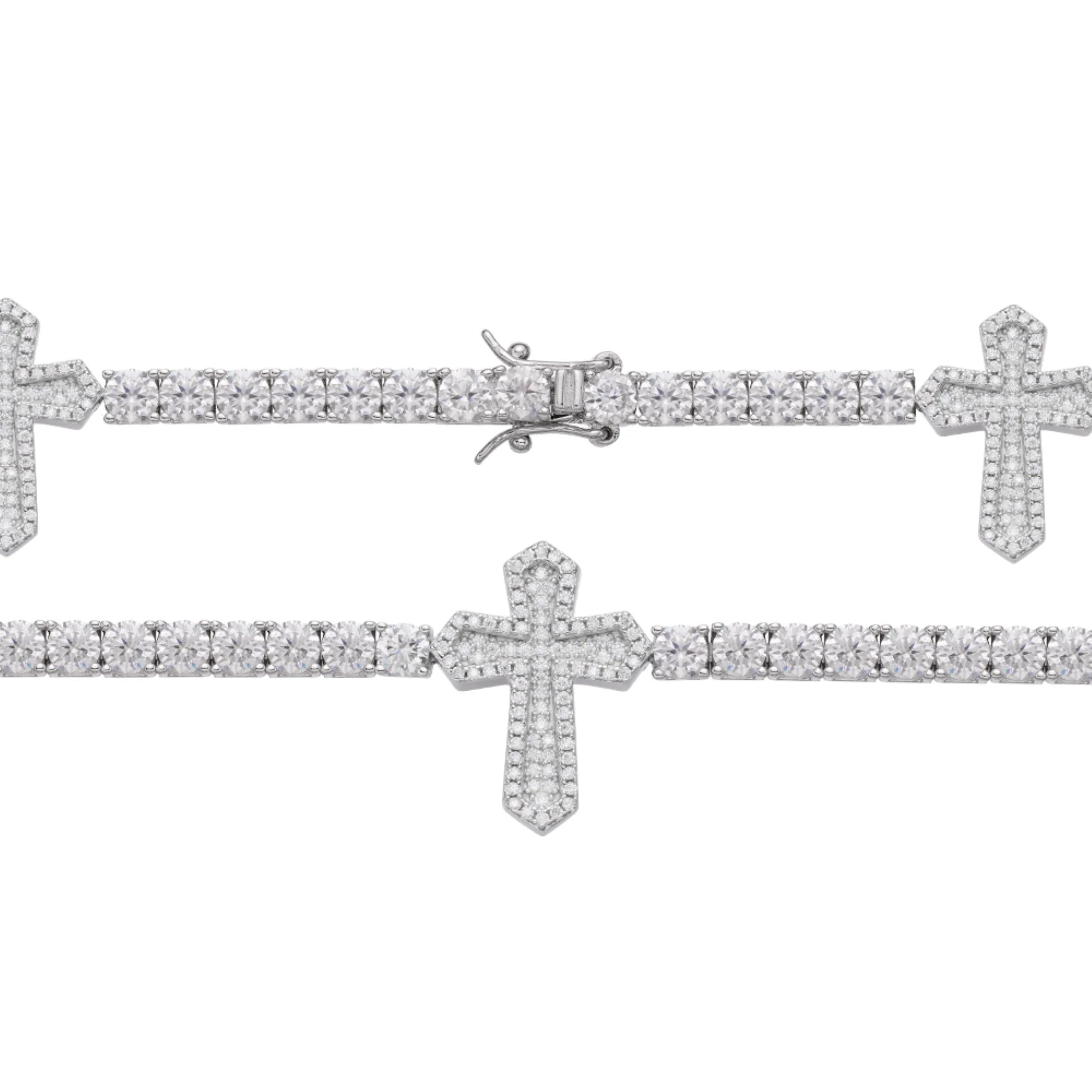 The Divine Cross Bracelet VVS Moissanite | Italian Silver