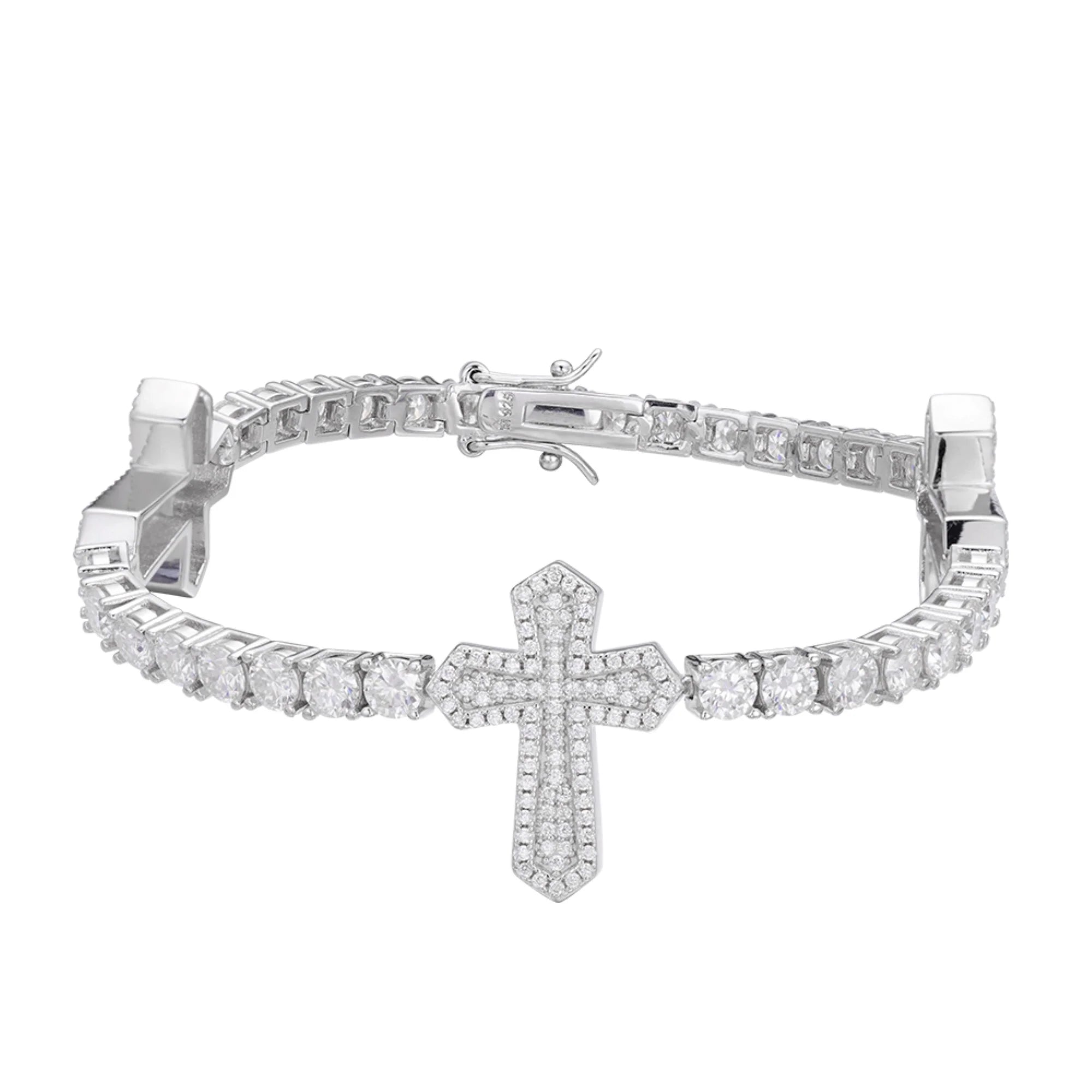 The Divine Cross Bracelet VVS Moissanite | Italian Silver