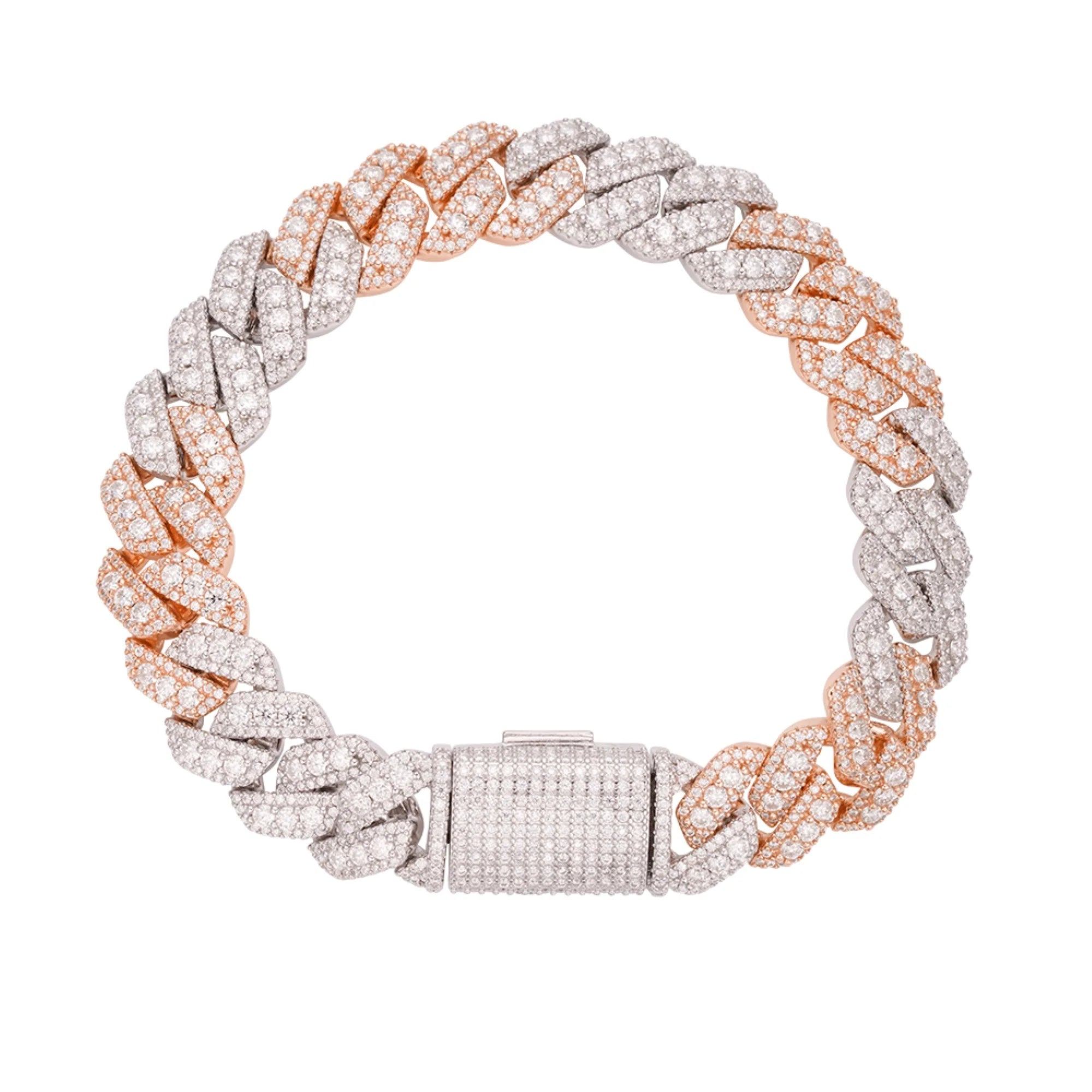 The Empire Two-Tone Moissanite Cuban Link Bracelet | Italian Silver