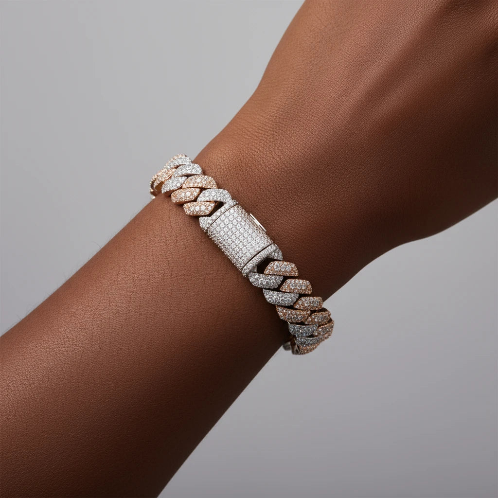 The Empire Two-Tone Moissanite Cuban Link Bracelet | Italian Silver