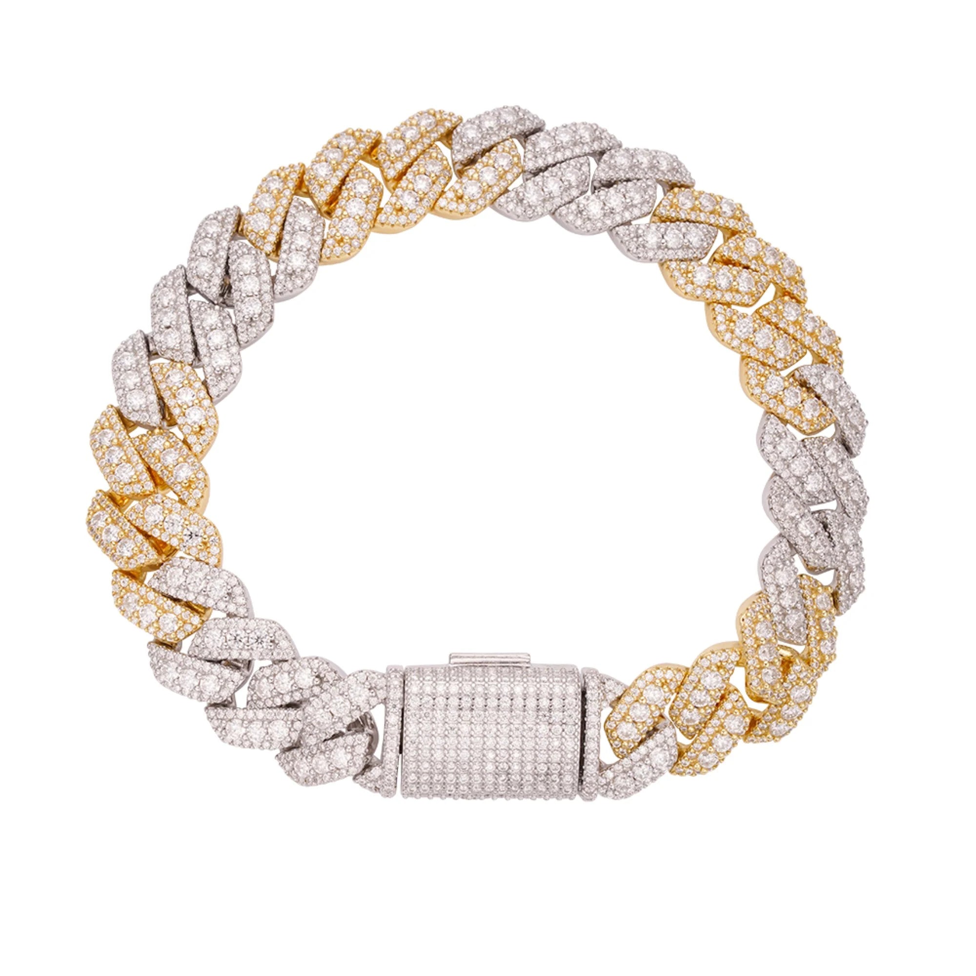 The Supreme Cuban Bracelet | VVS Moissanite | Two-Tone Italian Silver
