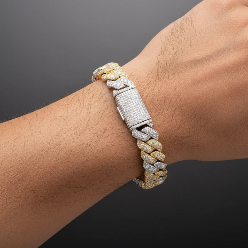 The Supreme Cuban Bracelet | VVS Moissanite | Two-Tone Italian Silver