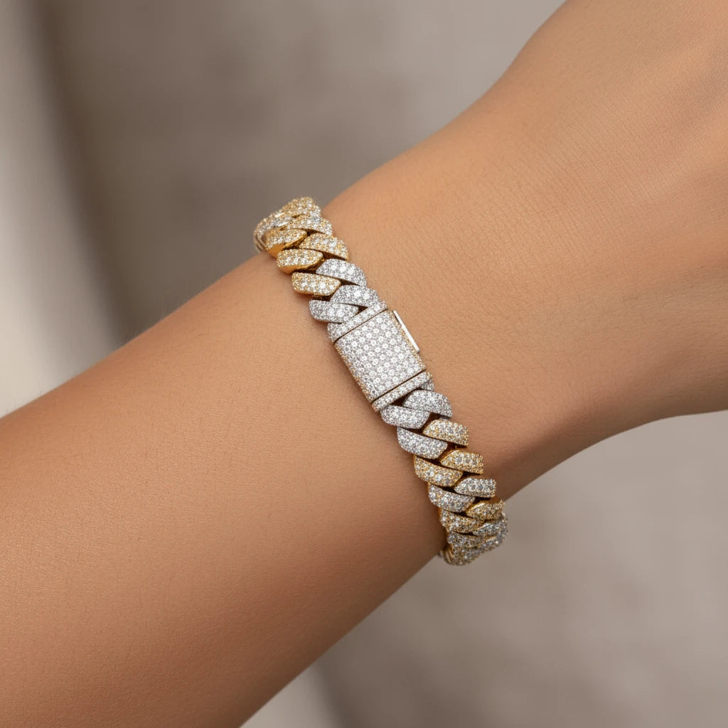 The Supreme Cuban Bracelet | VVS Moissanite | Two-Tone Italian Silver