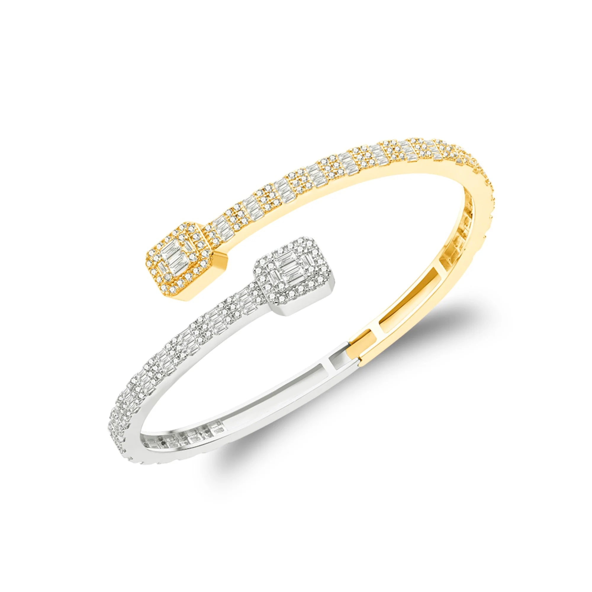 The Luxe Bangle | Two-Tone VVS Moissanite | Italian Silver
