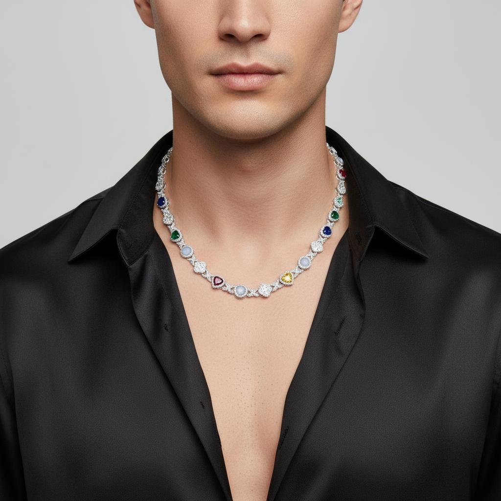 The Luna Link | VVS moissanite & Multicolor Gems | Italian Silver