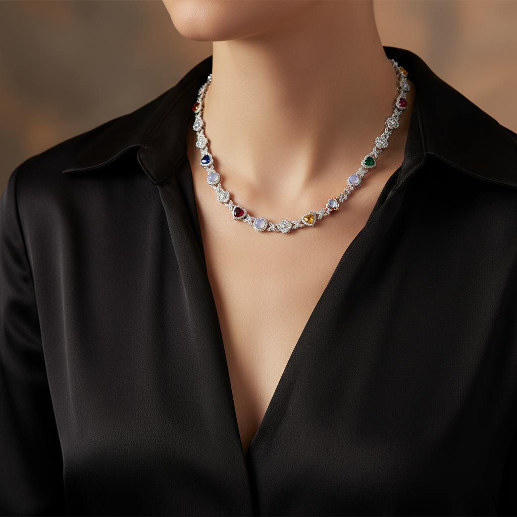 The Luna Link | VVS moissanite & Multicolor Gems | Italian Silver