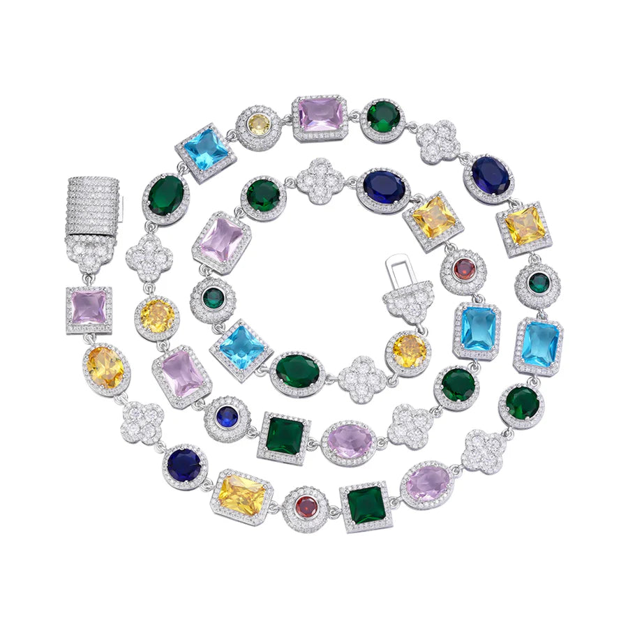 The Lucky Link | 22” VVS Moissanite | Multicolor Italian Silver Chain