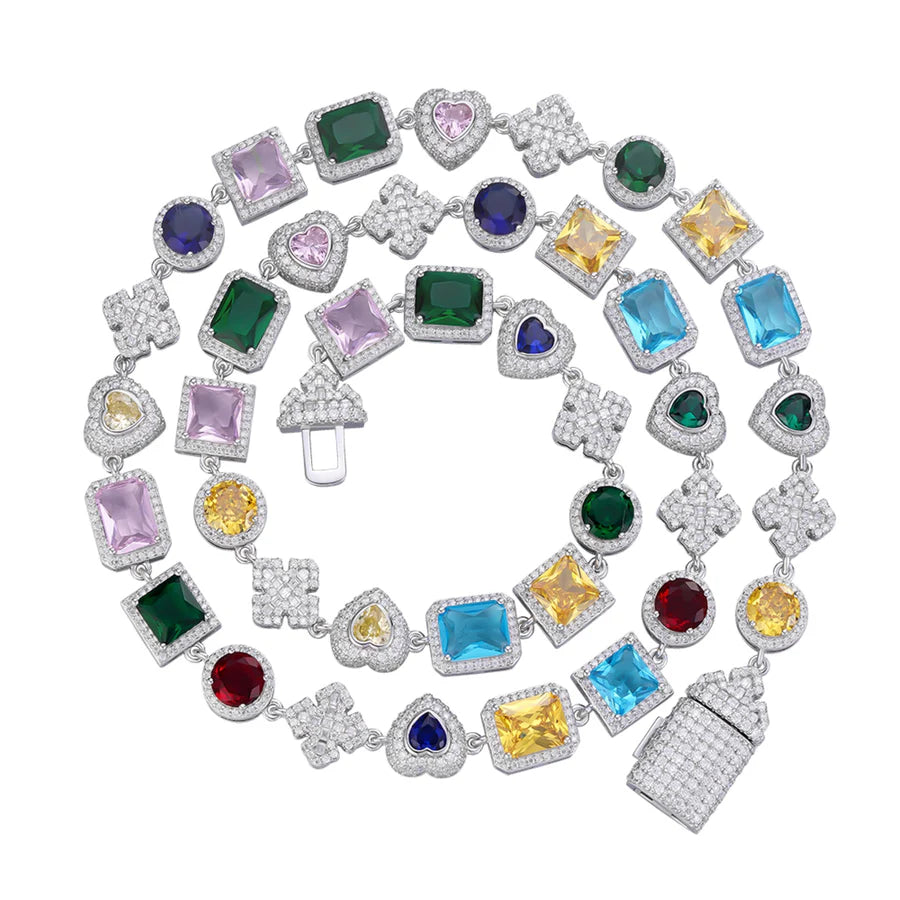 The Galactic Link | 22” VVS Moissanite | Multicolor Italian Silver Chain