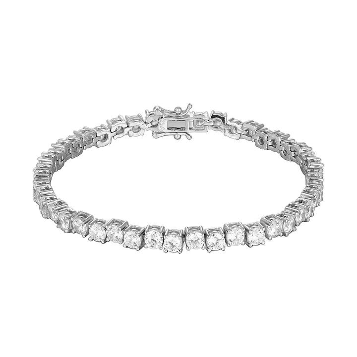 S.Silver CZ 4 Prong Tennis 7.5 Inch Womens Bracelet RP