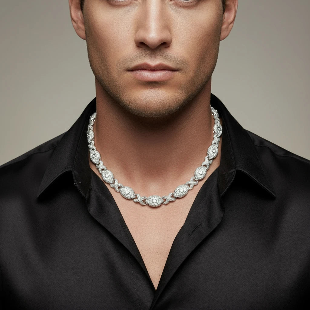 The Vision Link | Italian Silver Moissanite Necklace |  Luxury VVS Clarity