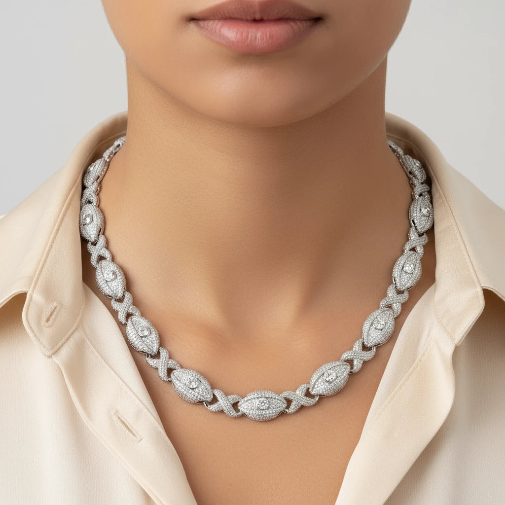 The Vision Link | Italian Silver Moissanite Necklace |  Luxury VVS Clarity