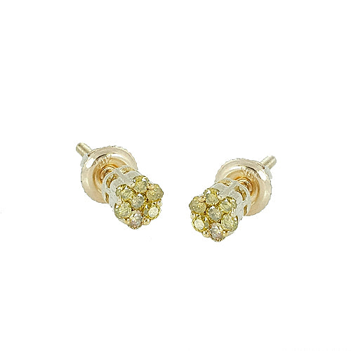 10KY 0.20CTW YELLOW DIA FLOWER EARRINGS