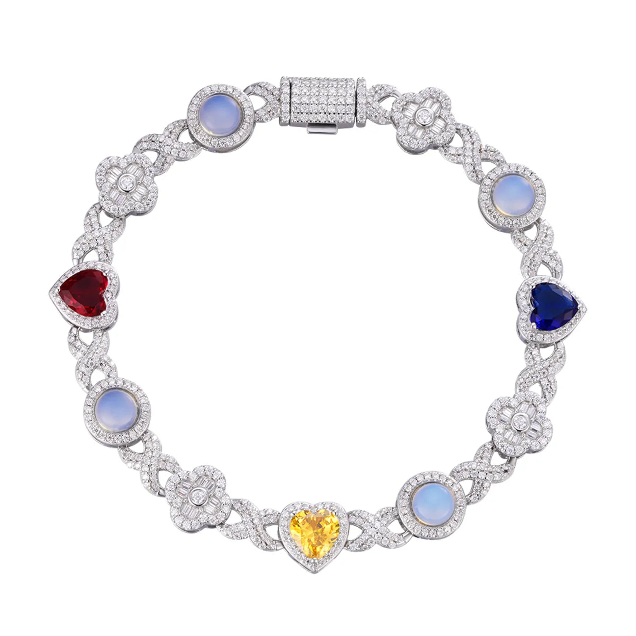 The Luna Bracelet | Heart & Flower Moissanite Bracelet Italian Silver