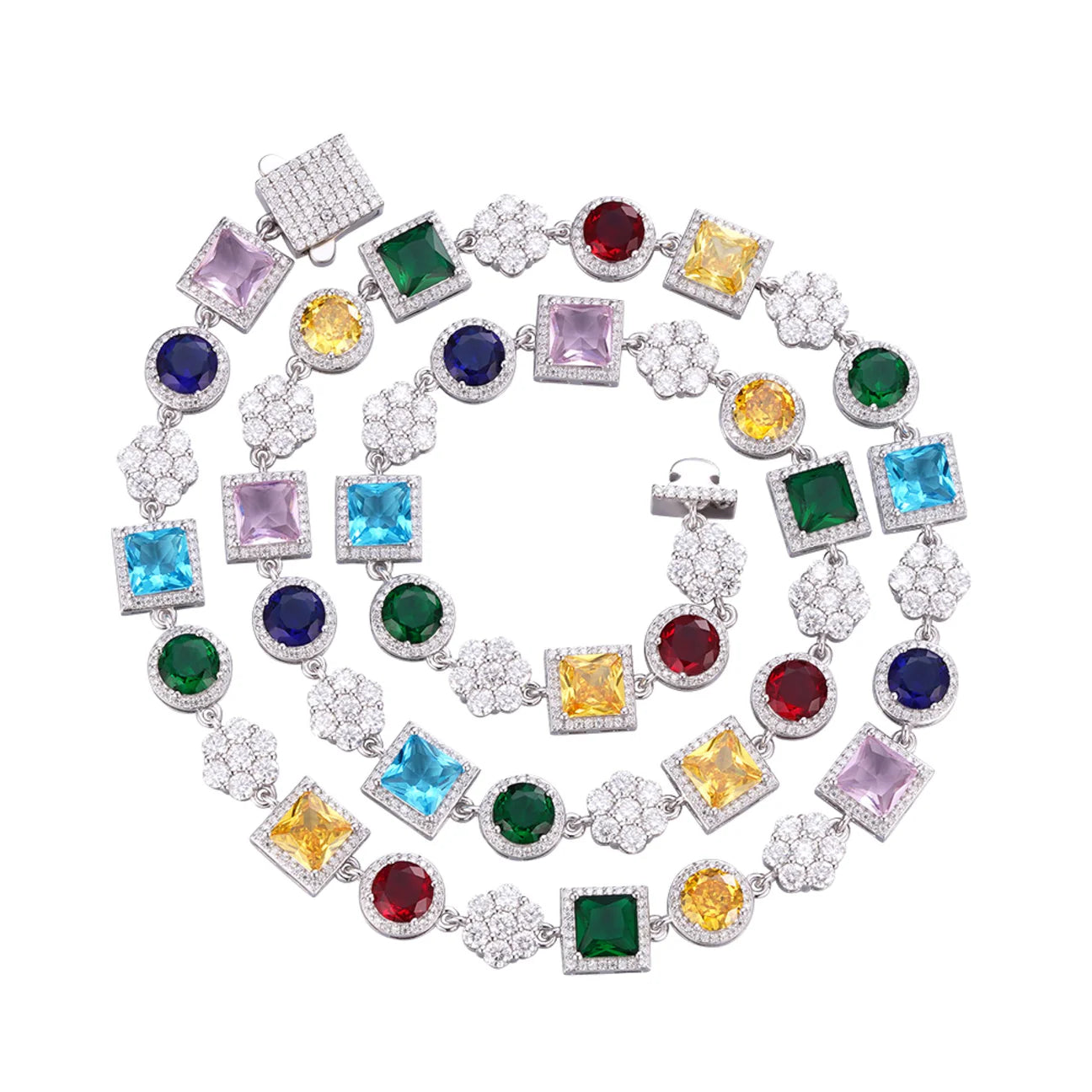 The Cosmo Link | Italian Silver | Multicolor Gems & VVS Moissanite Chain