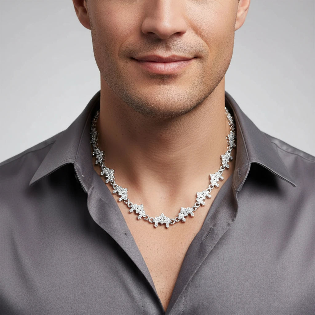 Frostbite Link | Tricolor Italian Silver |  VVS Moissanite Chain