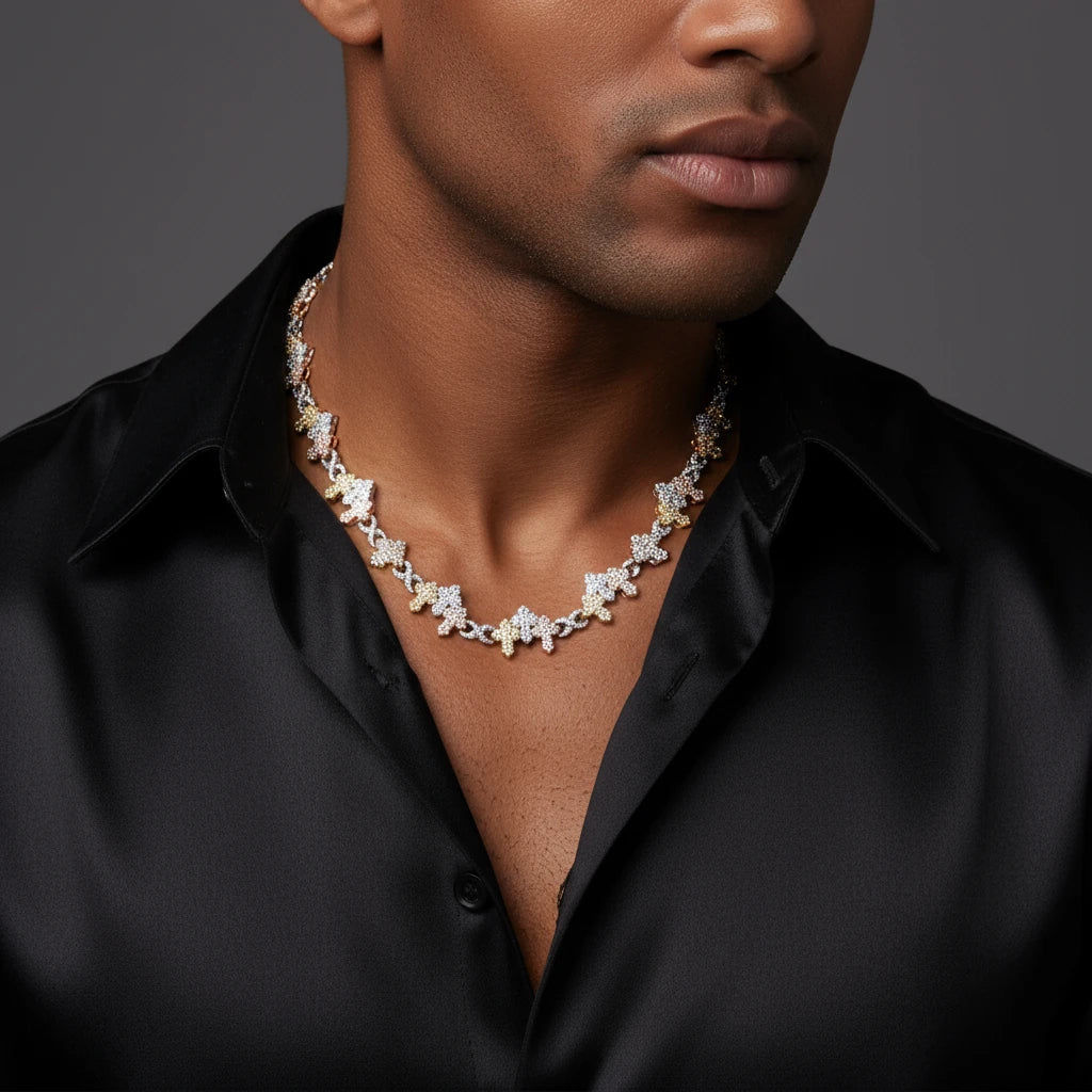 Frostbite Link | Tricolor Italian Silver |  VVS Moissanite Chain