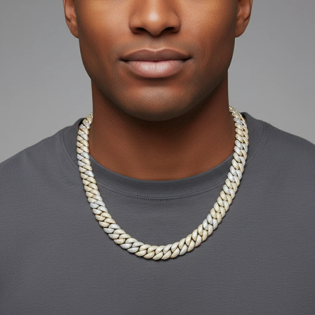 The Legacy Link Chain | Two-Tone Italian Silver & Gold  | VVS Moissanite Cuban Necklace