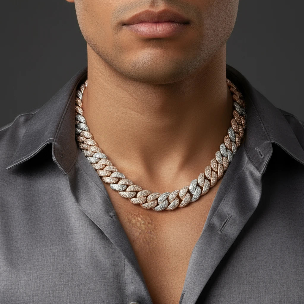 The Legacy Link Chain | Rose Gold & Silver Italian |  VVS Moissanite Cuban Chain