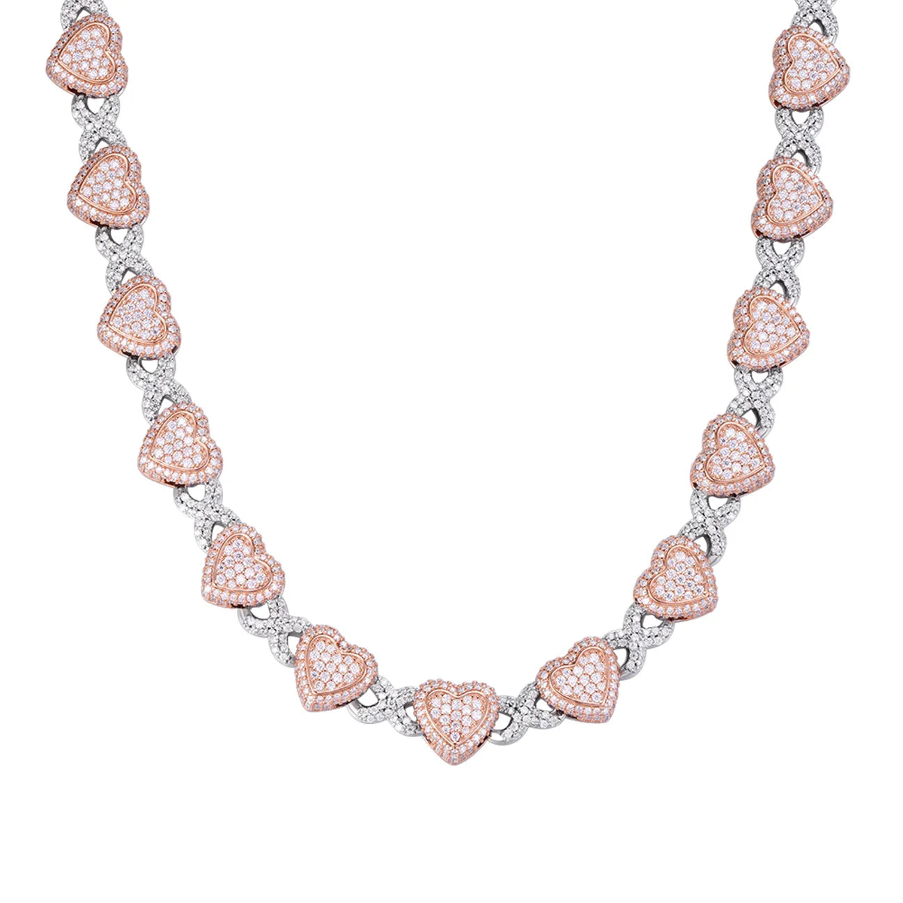 The Valentia Link | Rose Gold & Silver| VVS Moissanite Heart Chain