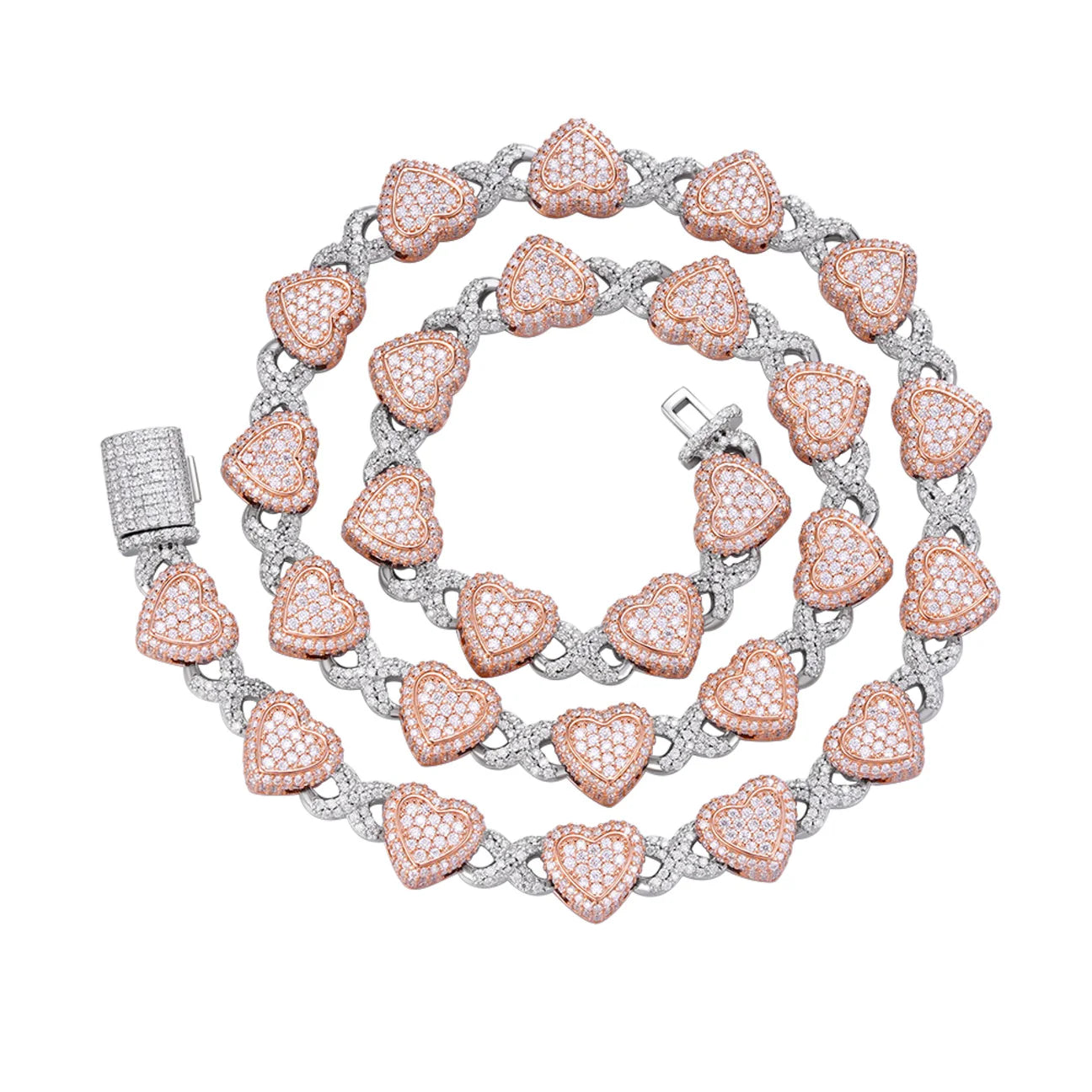 The Valentia Link | Rose Gold & Silver| VVS Moissanite Heart Chain