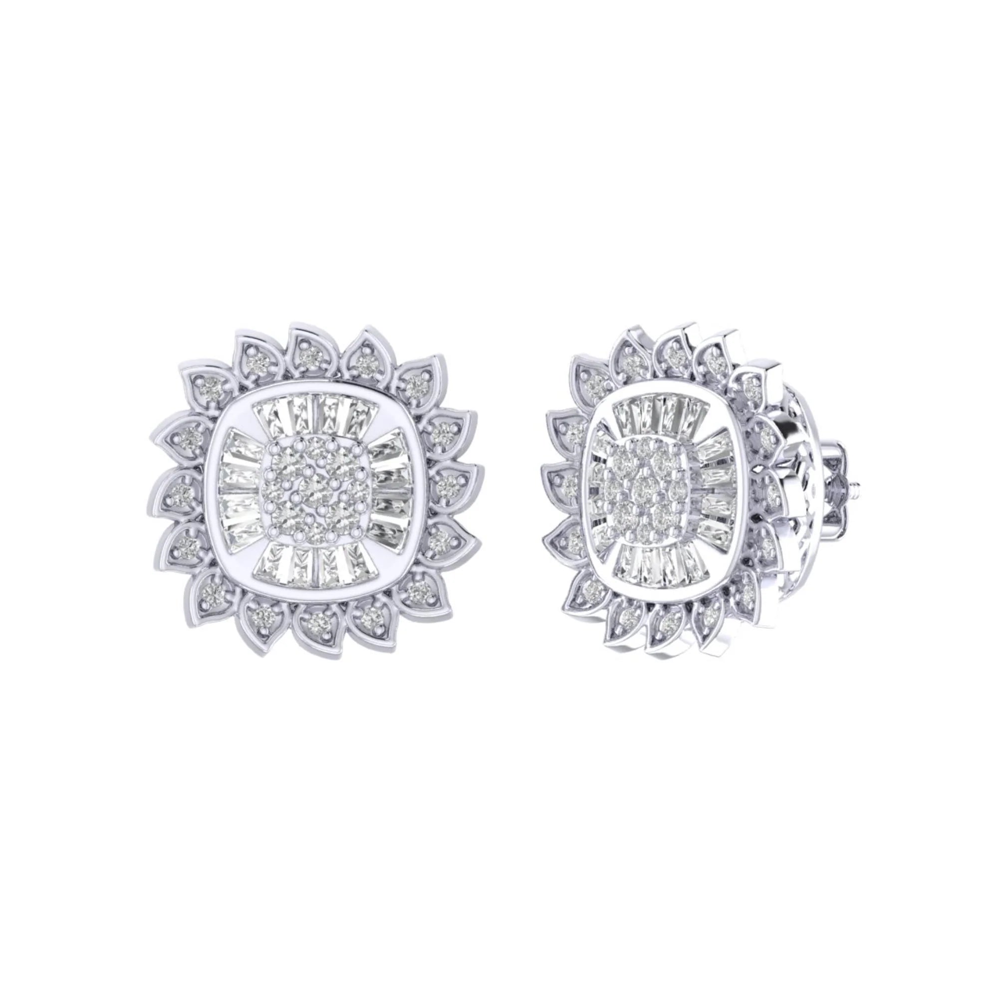 The Lunara Earrings | Baguette & Round Diamond Studs | Italian Silver