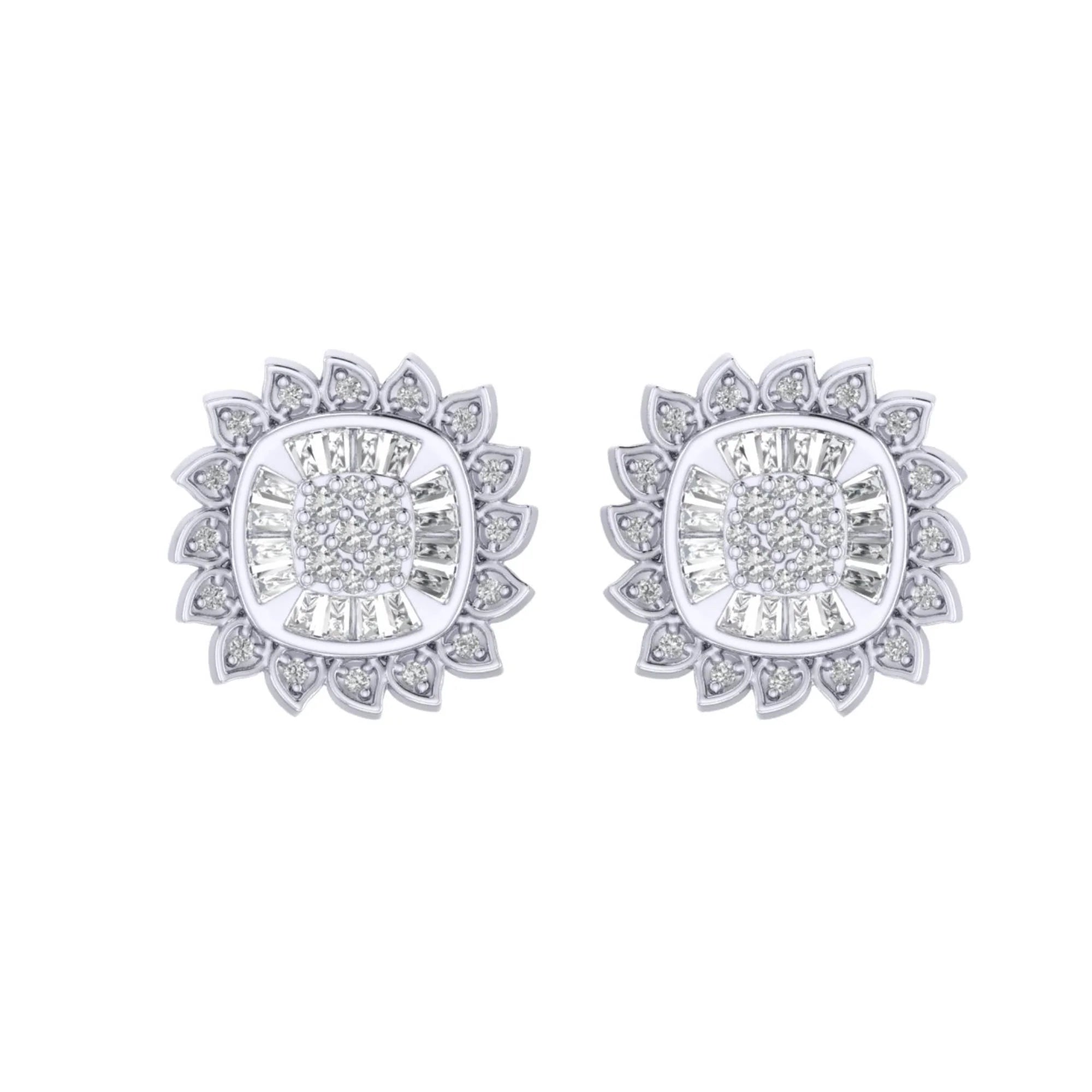 The Lunara Earrings | Baguette & Round Diamond Studs | Italian Silver
